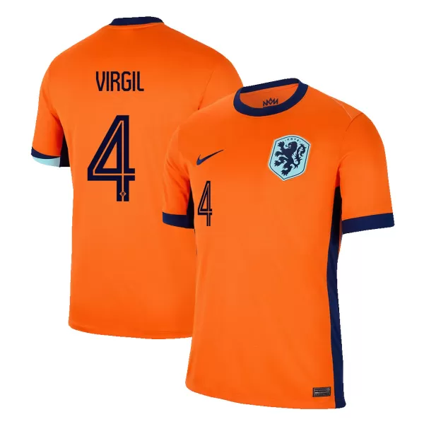 Men's Netherlands VIRGIL #4 Home Soccer Jersey Euro 2024 - thejerseys