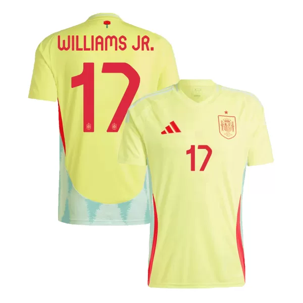 Men's Spain WILLIAMS JR. #17 Away Soccer Jersey Euro 2024 - thejerseys