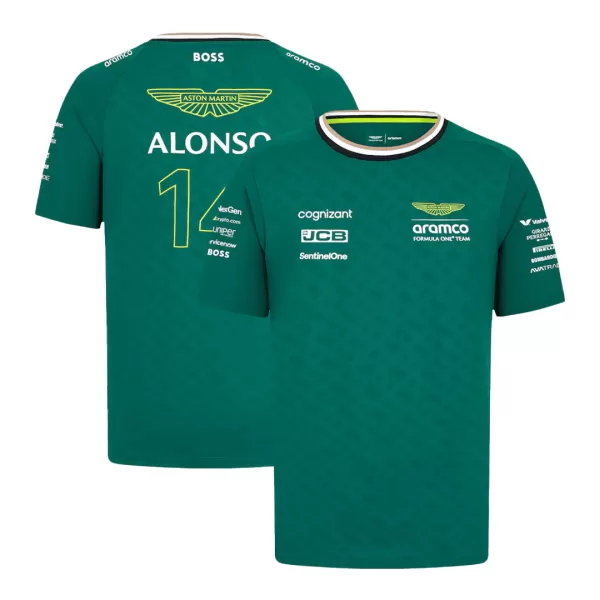 Aston Martin Cognizant F1 Racing Team Fernando Alonso #14 Green T-Shirt 2024 - thejerseys