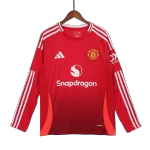 Men's Manchester United Home Long Sleeve Soccer Jersey 2024/25 - thejerseys