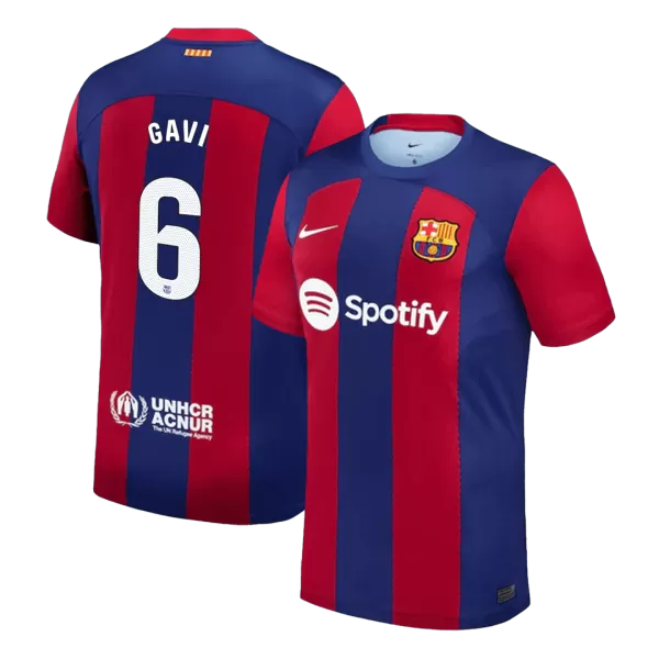 Men's Barcelona GAVI #6 Home Soccer Jersey 2023/24 - Fans Version - thejerseys