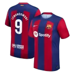 Men's Barcelona LEWANDOWSKI #9 Home Soccer Jersey 2023/24 - Fans Version - thejerseys