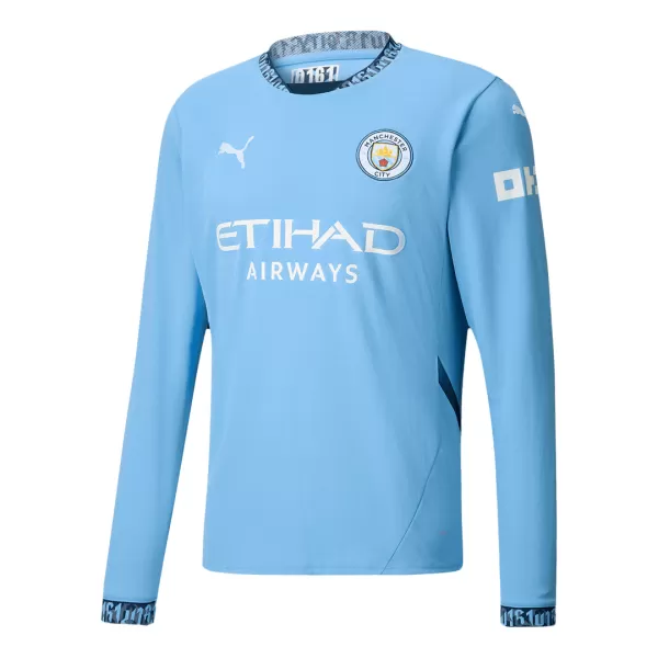 Men's Manchester City Home Long Sleeve Soccer Jersey 2024/25 - thejerseys