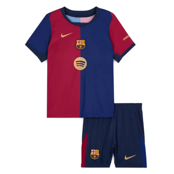 Kid's Barcelona Home Jerseys Kit(Jersey+Shorts) 2024/25 - Spotify Logo Without Text - thejerseys