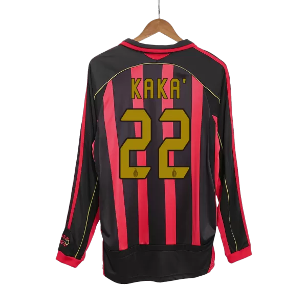 AC Milan KAKA' #22 Home Retro Long Sleeve Soccer Jersey 2006/07 - thejerseys