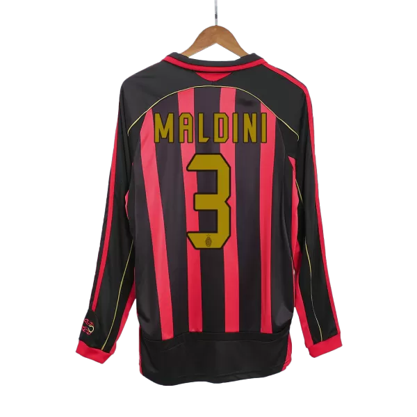 AC Milan MALDINI #3 Home Retro Long Sleeve Soccer Jersey 2006/07 - thejerseys