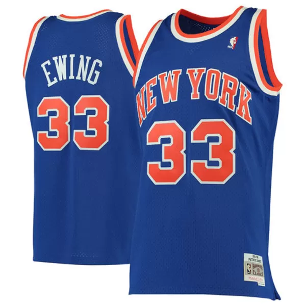 Men's New York Knicks Patrick Ewing #33 Blue Hardwood Classics Jersey - thejerseys