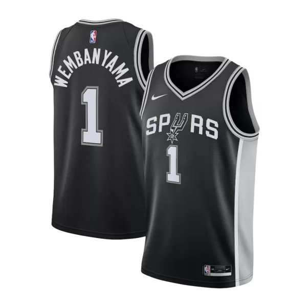 Youth San Antonio Spurs Victor Wembanyama #1 Black Swingman Jersey - Icon Edition - thejerseys