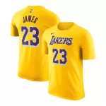 Men NBA Los Angeles Lakers LeBron James #23 Gold Icon T-Shirt 2022/23 - thejerseys