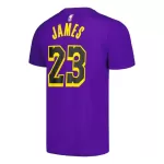 Men NBA Los Angeles Lakers LeBron James #23 Purple Statement T-Shirt 2022/23 - thejerseys