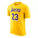 Men NBA Los Angeles Lakers LeBron James #23 Gold Icon T-Shirt 2022/23 - thejerseys