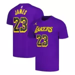 Men NBA Los Angeles Lakers LeBron James #23 Purple Statement T-Shirt 2022/23 - thejerseys