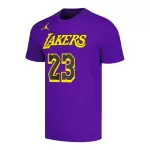 Men NBA Los Angeles Lakers LeBron James #23 Purple Statement T-Shirt 2022/23 - thejerseys