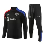 Kid's Barcelona Black Zipper Tracksuit 2024/25 - thejerseys