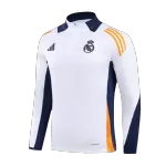 Kid's Real Madrid White Zipper Tracksuit 2024/25 - thejerseys