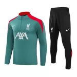 Liverpool 1/4 Zip Green Tracksuit Kit(Top+Pants) 2024/25 for Adults - thejerseys