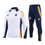 Kid's Real Madrid White Zipper Tracksuit 2024/25 - thejerseys