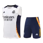 Real Madrid Pre-Match White Sleeveless Training Kit 2024/25 For Adults - thejerseys