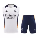 Real Madrid Pre-Match White Sleeveless Training Kit 2024/25 For Adults - thejerseys