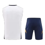 Real Madrid Pre-Match White Sleeveless Training Kit 2024/25 For Adults - thejerseys