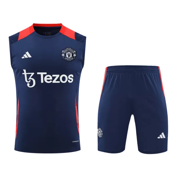 Men's Manchester United Pre-Match Jersey (Vest+Shorts) Kit 2024/25 - thejerseys