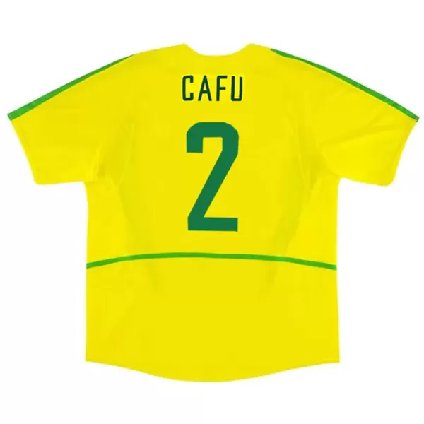 Brazil CAFU #2 Home Retro Soccer Jersey 2002/03 - thejerseys