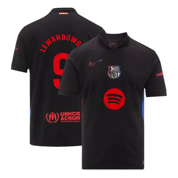 Men's Barcelona LEWANDOWSKI #9 Away Soccer Jersey 2024/25 - Spotify Logo Without Text - thejerseys