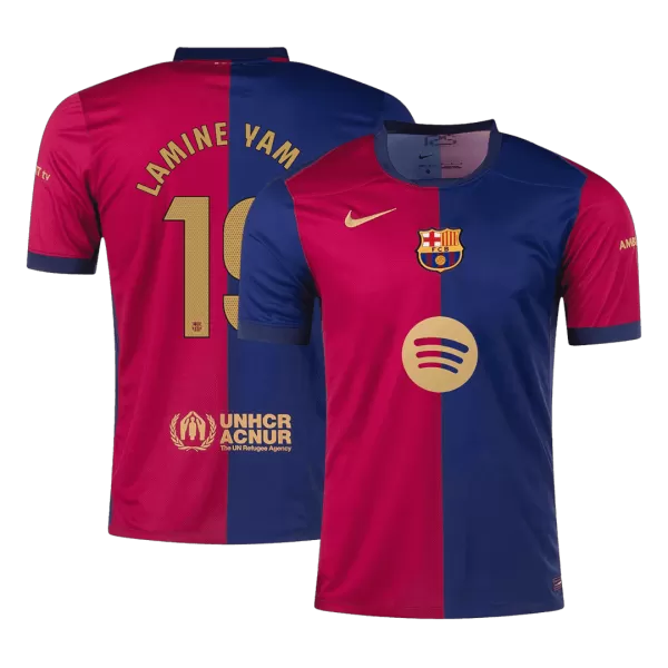 [Super Quality] Men's Barcelona LAMINE YAMAL #19 Home Soccer Jersey 2024/25 - Spotify Logo Without Text - thejerseys