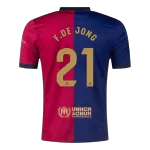Men's Barcelona F.DE JONG #21 Home Soccer Jersey 2024/25 - Spotify Logo Without Text - thejerseys