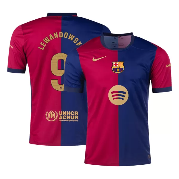 Men's Barcelona LEWANDOWSKI #9 Home Soccer Jersey 2024/25 - Spotify Logo Without Text - thejerseys