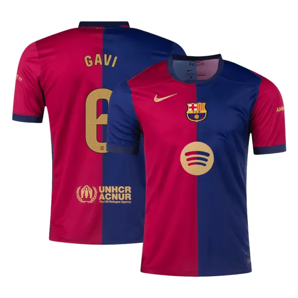 Men's Barcelona GAVI #6 Home Soccer Jersey 2024/25 - Spotify Logo Without Text - thejerseys