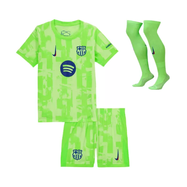 Kid's Barcelona Third Away Jersey Full Kit 2024/25 UCL - Spotify Logo Without Text - thejerseys