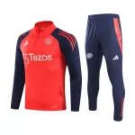 Manchester United 1/4 Zip Red Tracksuit Kit(Top+Pants) 2024/25 for Adults - thejerseys