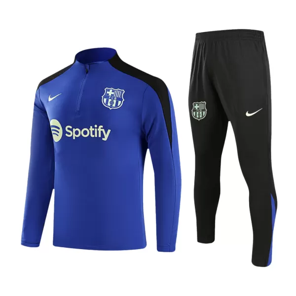 Barcelona 1/4 Zip Blue Tracksuit Kit(Top+Pants) 2024/25 for Adults - thejerseys