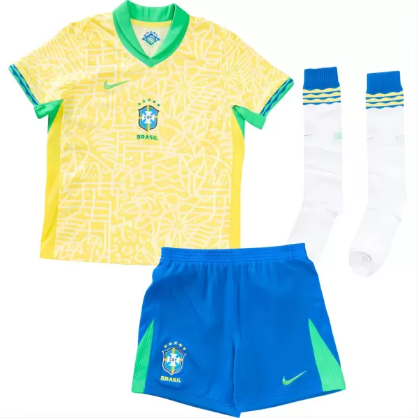 Kid's Brazil Home Jerseys Full Kit Copa América 2024 - thejerseys