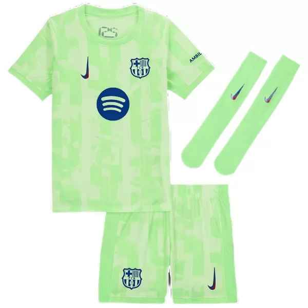 Kid's Barcelona Third Away Jersey Full Kit 2024/25 UCL - Spotify Logo Without Text - thejerseys