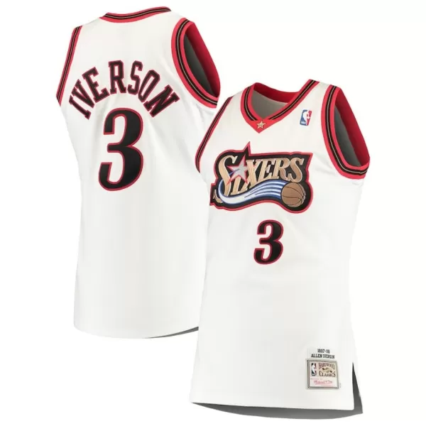 Men's Philadelphia 76ers Iverson #3 White Hardwood Classics Jersey 1997/98 - thejerseys