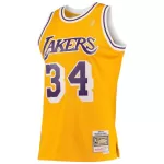 Men's Los Angeles Lakers O'NEAL #34 Yellow Hardwood Classics Swingman Jersey 1996/97 - thejerseys