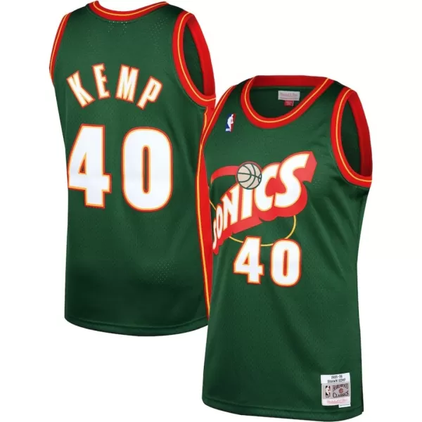 Men's Seattle SuperSonics Shawn Kemp #40 Green Hardwood Classics Jersey 1995/96 - thejerseys