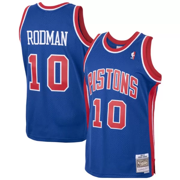 Men's Detroit Pistons Dennis Rodman #10 Blue Hardwood Classics Swingman Jersey 1988/89 - thejerseys