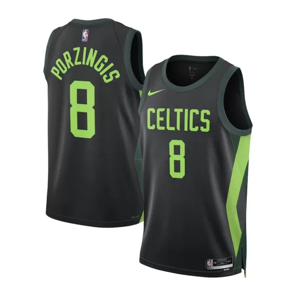 Men's Boston Celtics Kristaps Porzingis #8 Black Swingman Jersey 2024/25 - City Edition - thejerseys