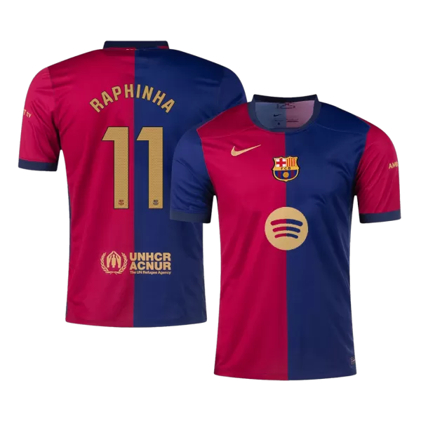 [Super Quality] Men's Barcelona RAPHINHA #11 Home Soccer Jersey 2024/25 - Spotify Logo Without Text - thejerseys