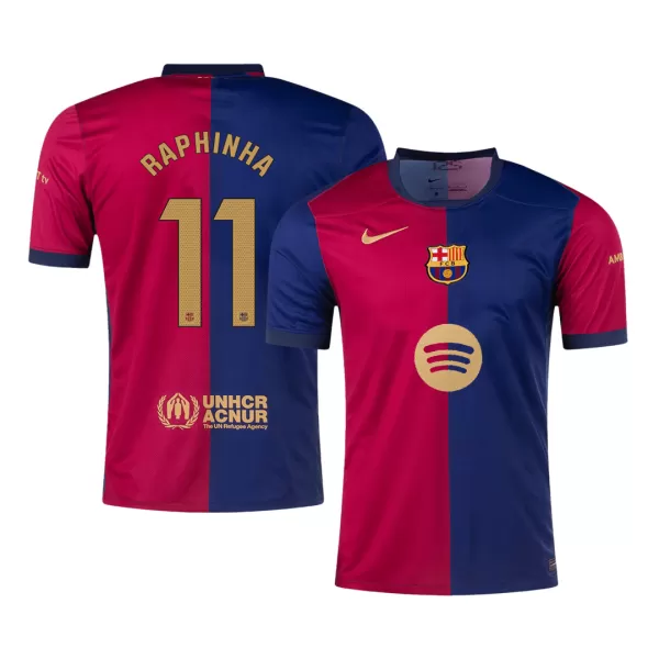 Men's Barcelona RAPHINHA #11 Home Soccer Jersey 2024/25 - Spotify Logo Without Text - thejerseys