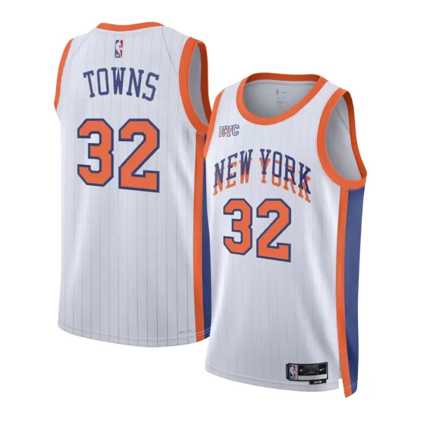 Men's New York Knicks Karl-Anthony Towns #32 White Swingman Jersey 2024/25 - City Edition - thejerseys