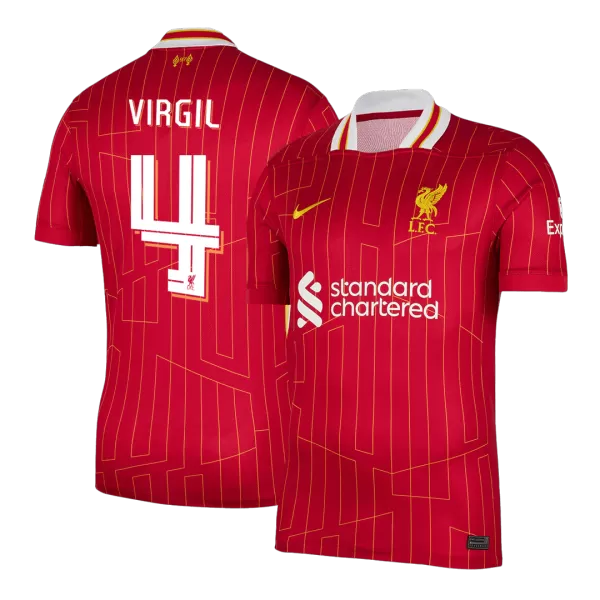 [Super Quality] Men's Liverpool VIRGIL #4 Home Soccer Jersey 2024/25 UCL - thejerseys