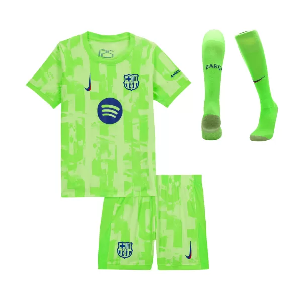 Kid's Barcelona Third Away Jersey Full Kit 2024/25 UCL - Spotify Logo Without Text - thejerseys