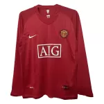 Manchester United Home Retro Long Sleeve Soccer Jersey 2007/08 - thejerseys