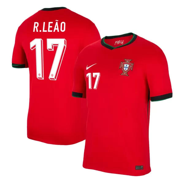 [Super Quality] Men's Portugal R.LEÃO #17 Home Soccer Jersey Euro 2024 - thejerseys