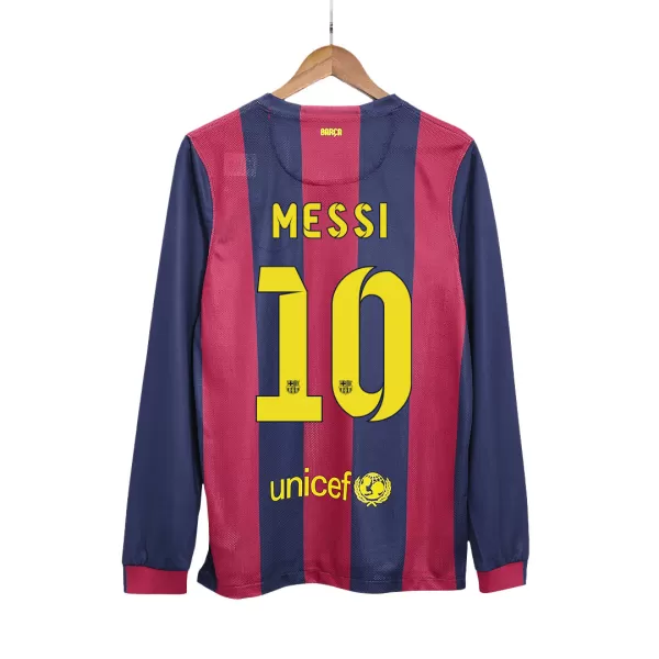 Barcelona MESSI #10 Home Retro Long Sleeve Soccer Jersey 2014/15 - thejerseys