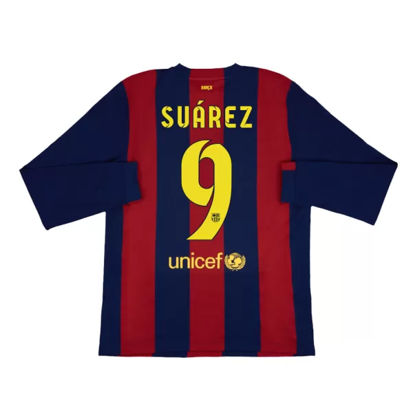 Barcelona SUÁREZ #9 Home Retro Long Sleeve Soccer Jersey 2014/15 - thejerseys